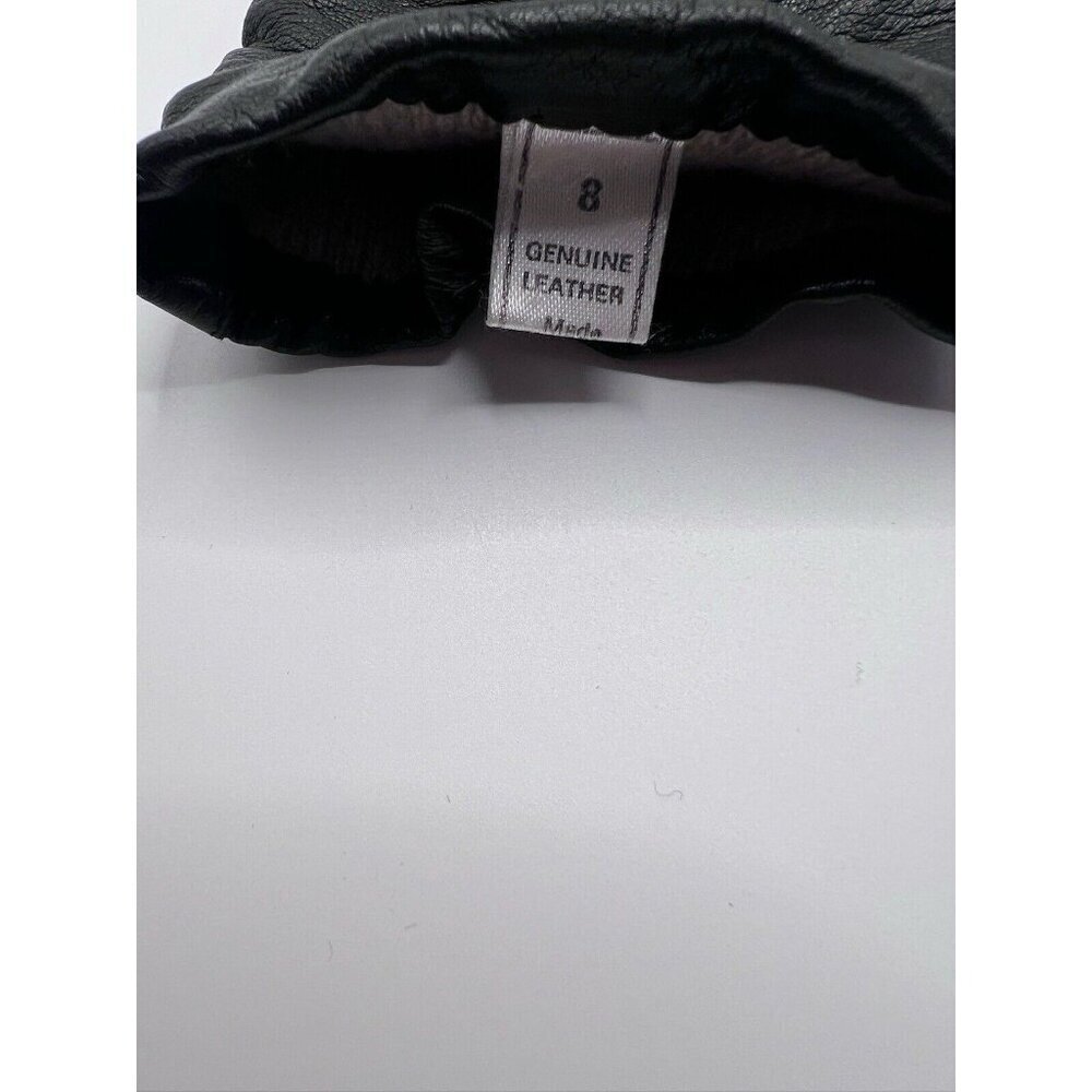 Black Vintage High Leather Gloves Cashmere Lined Size 8 - Picture 3 of 7